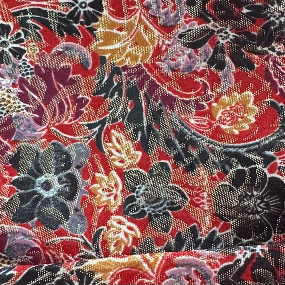Anthropologie Maeve Rosia Red Floral Metallic Jacquard Circle Skirt Size XS - Picture 3 of 7